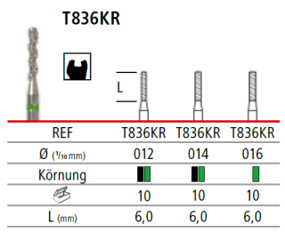 TURBO diamant, válec, oblé hrany (L = 6 mm)