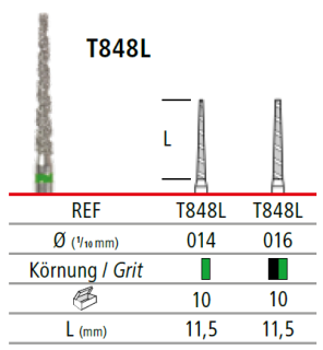 TURBO diamant, kónus, dlouhý (L = 11,5 mm)