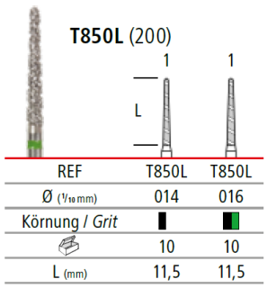 TURBO diamant, kónus, oblý, dlouhý (L = 10 mm)