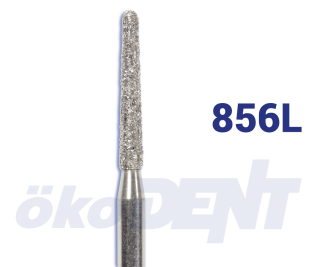Diamantový vrtáček, černý kónus, dlouhý, oblý (L = 8 mm), do červeného kolénka, velmi hrubá zrnitost, Ø 2 mm – 806 313 199L 544 020