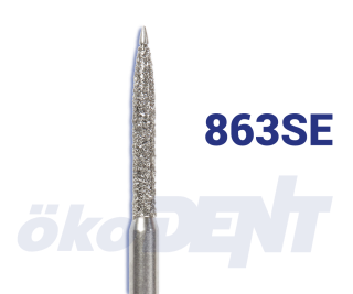 Diamantový vrtáček, červený plamen s bezpečnostním hrotem, do modrého kolénka, jemná zrnitost, Ø 1,2 mm – 806 204 256 514 012