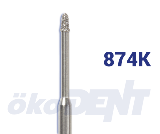 Diamantový vrtáček, červené torpédo s prodlouženým krčkem, kónické (L = 2 mm), do turbínky, jemná zrnitost, Ø 1 mm – 806 314 536K 514 010