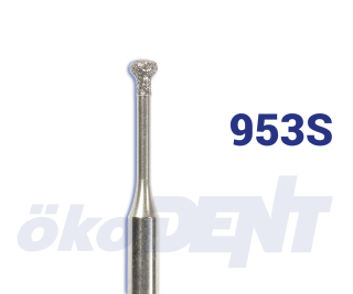 Micro-diamant, červená obrácená hruška s obloženým krčkem, konická, úzká, do červeného kolénka, jemná zrnitost, Ø 1,4 mm – 806 314 000 514 014
