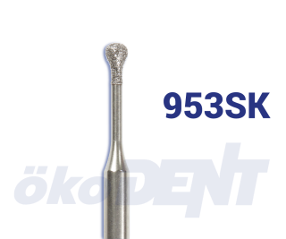 Micro-diamant, modrá obrácená hruška s obloženým krčkem, oblá, do červeného kolénka, střední zrnitost, Ø 1,4 mm – 806 313 000SK 524 014