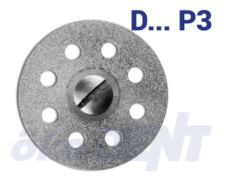 Diamantový disk, červený P3, montovaný, superflex, perforovaný, plný řez, do mikromotoru, jemná zrnitost, Ø 19 mm