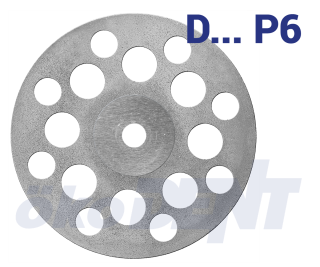 Diamantový disk, červený superflex, perforovaný P6, do mikromotoru, jemná zrnitost, Ø 22 mm
