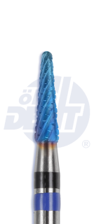 Tvrdokovová fréza Spiral Cut s rovnou čepelí na kov potažená BLUE-LINE, kónus, zaoblený, do mikromotoru, Ø 2,3 mm