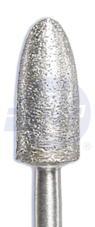 Černý sintrovaný diamant, do mikromotoru, plamen, špičatý, velmi hrubá zrnitost, Ø 5 mm