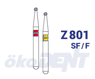 Zirkon-diamantová bruska, žlutá kulička (L = 4,5 mm), do červeného kolénka, velmi jemná zrnitost