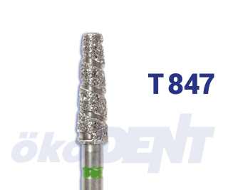 TURBO diamant, zelený kónus (L = 8 mm), do červeného kolénka, hrubá zrnitost, Ø 2,3 mm