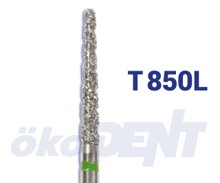 TURBO diamant, zelený kónus, oblý, dlouhý (L = 10 mm), do červeného kolénka, hrubá zrnitost, Ø 1,6 mm