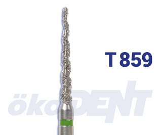 TURBO diamant, zelený kónus, špičatý (L = 10 mm), do červeného kolénka, hrubá zrnitost, Ø 1,8 mm