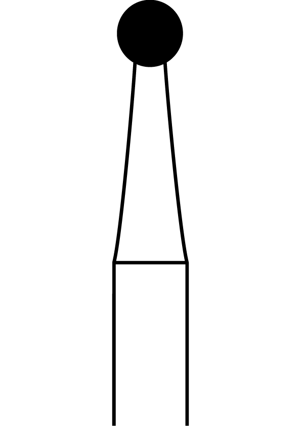 Růžicový vrták, kulička, zúžený krček, křížový břit, do modrého kolénka, Ø 2,1 mm