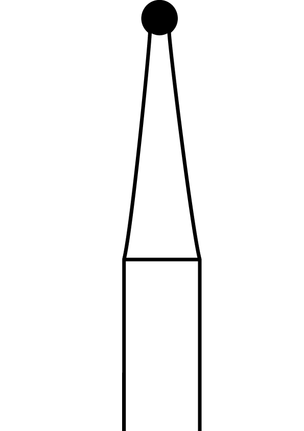 Růžicový vrták, kulička, zúžený krček, křížový břit, do modrého kolénka, Ø 1 mm