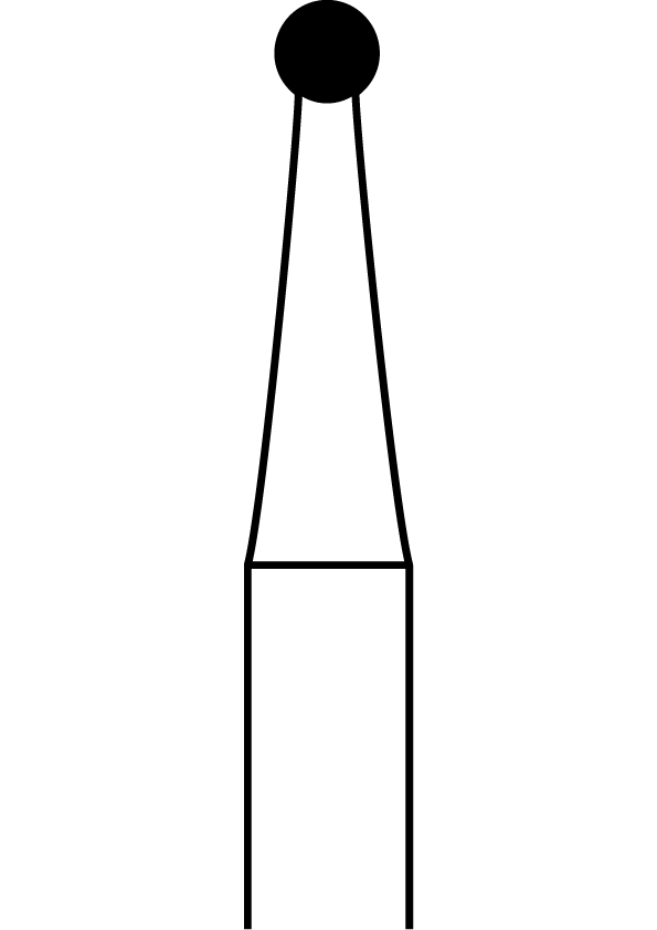 Růžicový vrták, kulička, zúžený krček, křížový břit, do modrého kolénka, Ø 1,4 mm
