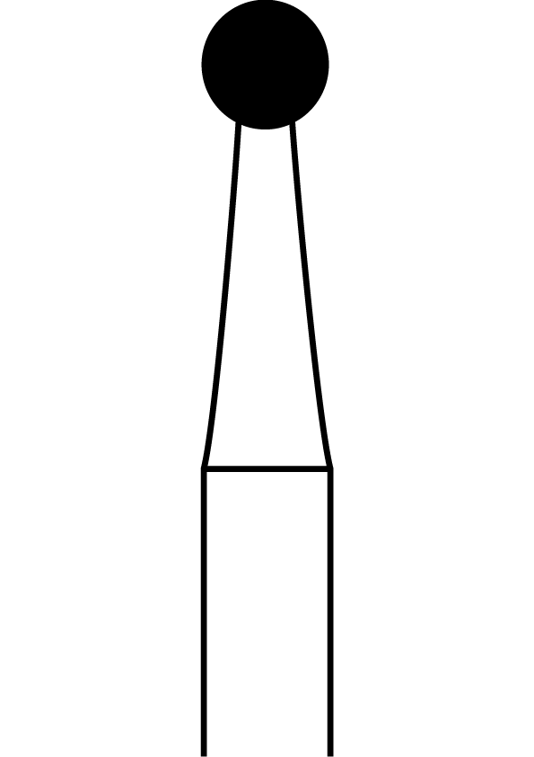 Růžicový vrták, kulička, zúžený krček, křížový břit, do modrého kolénka, Ø 2,3 mm