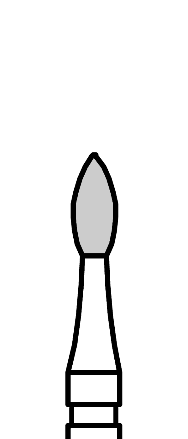Diamantový vrtáček, červený plamen, do červeného kolénka, jemná zrnitost, Ø 1,6 mm – 806 314 243 514 016