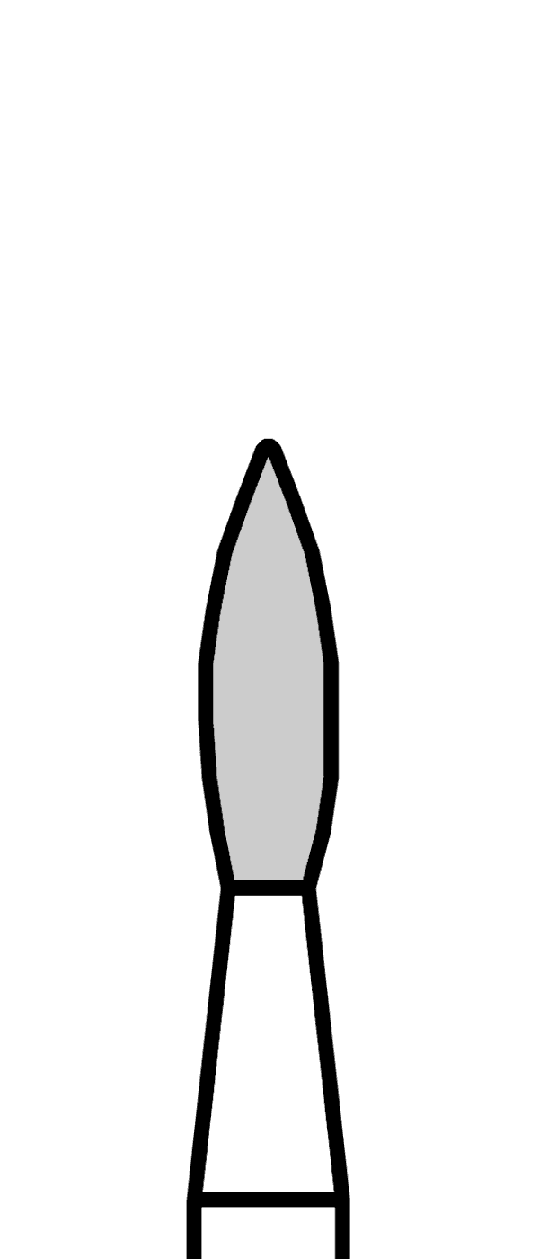 Diamantový vrtáček, žlutý plamen, dlouhý, do červeného kolénka, velmi jemná zrnitost, Ø 1,6 mm – 806 313 243L 504 016