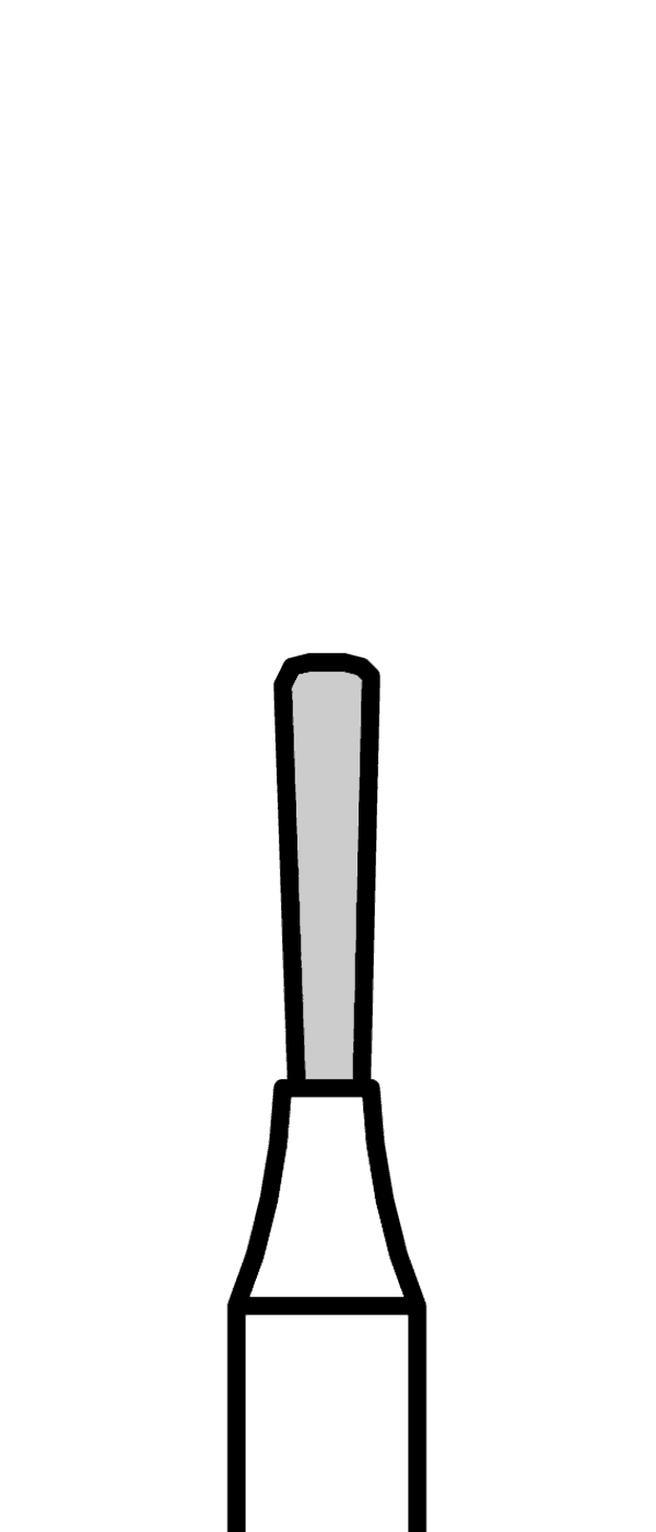 Diamantový vrtáček, modrá hruška, dlouhá, plochá (L = 4 mm), do mikromotoru, střední zrnitost, Ø 1 mm – 806 104 236 524 010