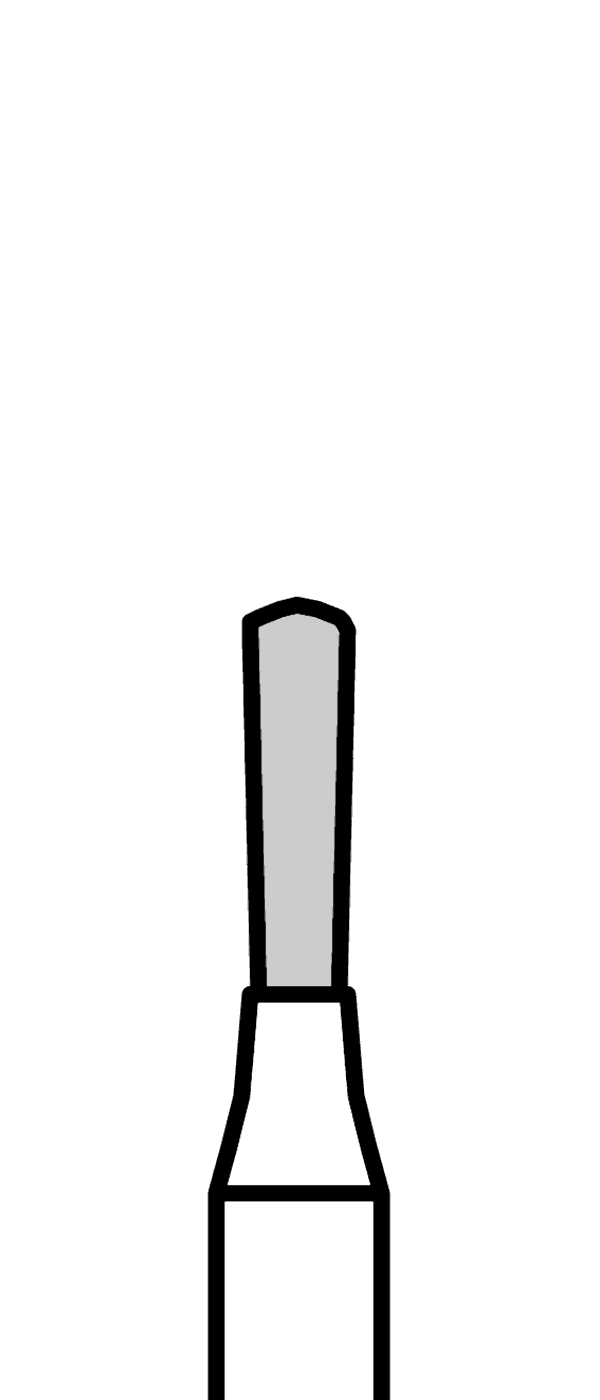 Diamantový vrtáček, modrá hruška, dlouhá, plochá (L = 4 mm), do červeného kolénka, střední zrnitost, Ø 1,2 mm – 806 314 236 524 012