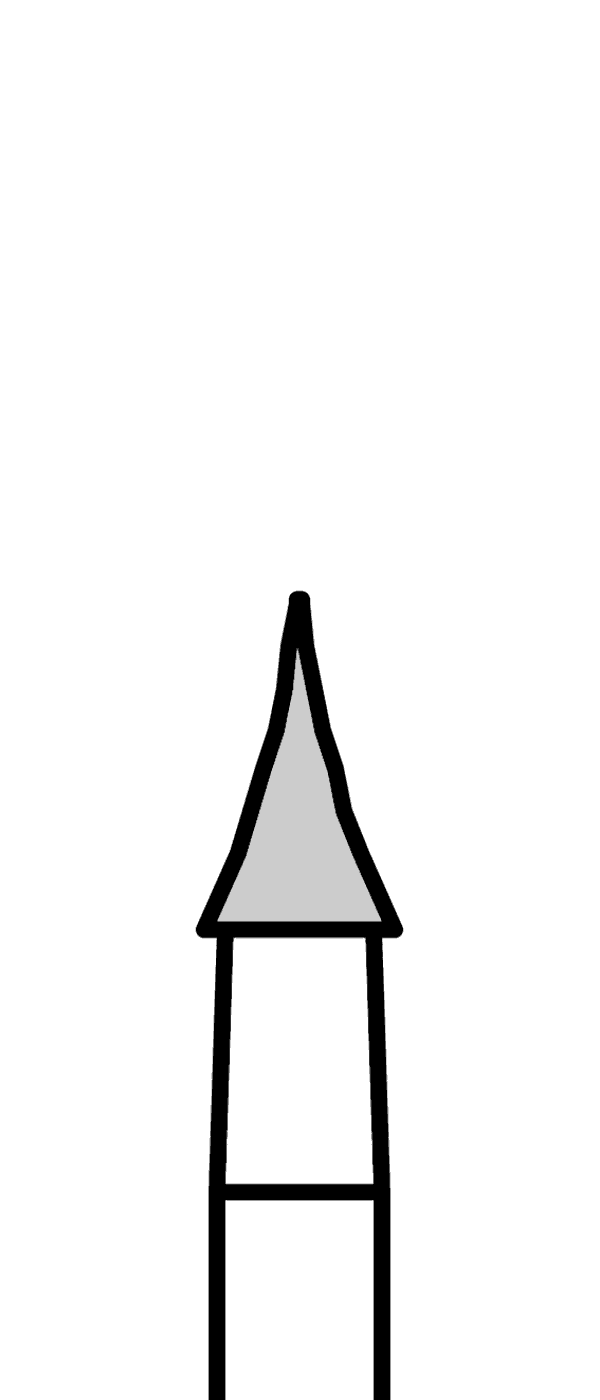 Diamantový vrtáček, modrý konkávní kónus, do červeného kolénka, střední zrnitost, Ø 2,1 mm – 806 314 466 524 021