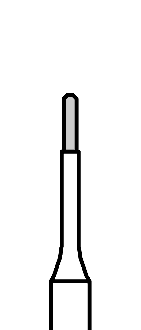 Micro-diamant, modrý válec, úzký, oblý (L = 2,5 mm), do červeného kolénka, střední zrnitost, Ø 0,7 mm – 806 314 137 524 007
