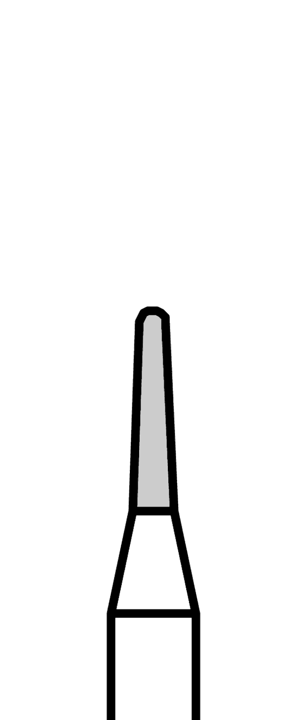 Diamantový vrtáček, zelený kónus, oblý (L = 4 mm), do červeného kolénka, hrubá zrnitost, Ø 1 mm – 806 314 196 534 010