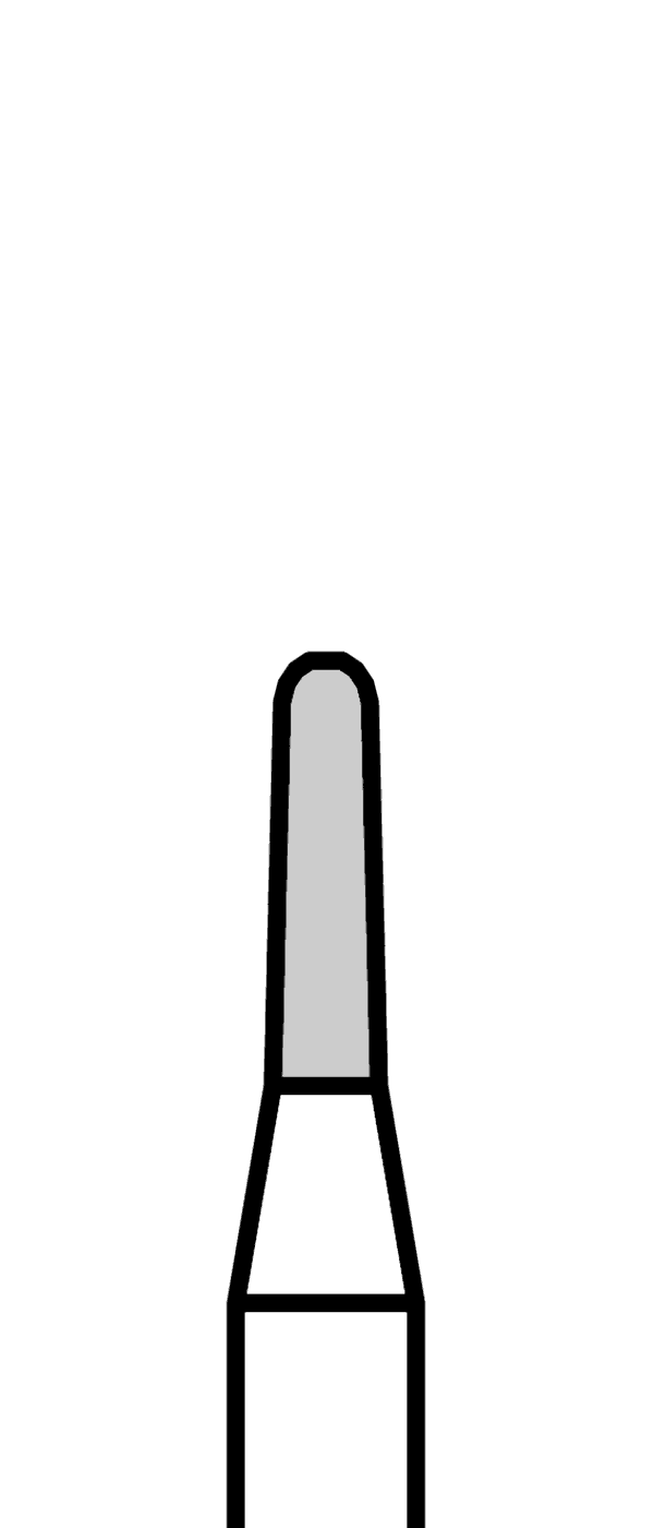 Diamantový vrtáček, červený kónus, oblý (L = 4 mm), do červeného kolénka, jemná zrnitost, Ø 1,2 mm – 806 314 196 514 012