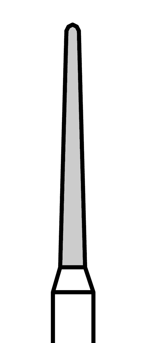Diamantový vrtáček, žlutý kónus, oblý (L = 10 mm), do modrého kolénka, velmi jemná zrnitost, Ø 1,2 mm – 806 204 199 504 012