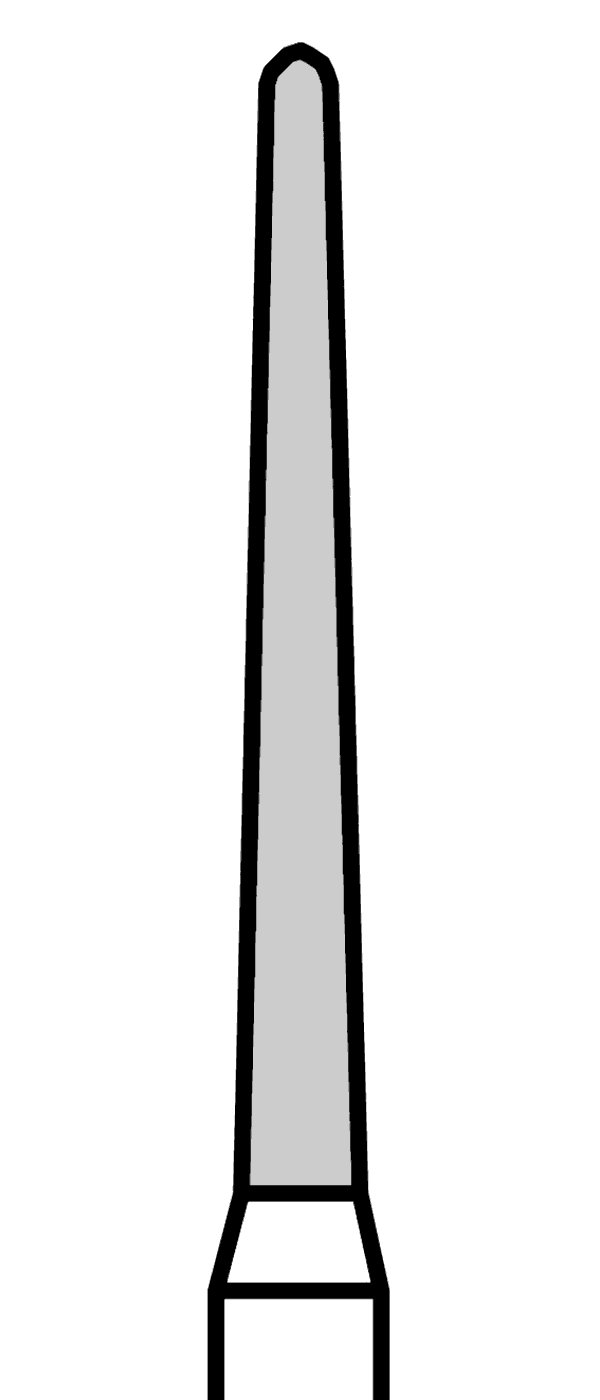 Diamantový vrtáček, modrý kónus, dlouhý, oblý (L = 10 mm), do červeného kolénka, střední zrnitost, Ø 1,4 mm – 806 314 200 524 014