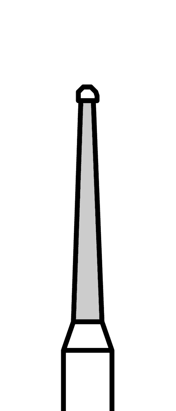 Diamantový vrtáček, modrý kónus, oblý, boční řez - bezpečnostní hrot (L = 8 mm), do modrého kolénka, střední zrnitost, Ø 1,2 mm – 806 204 219 524 012