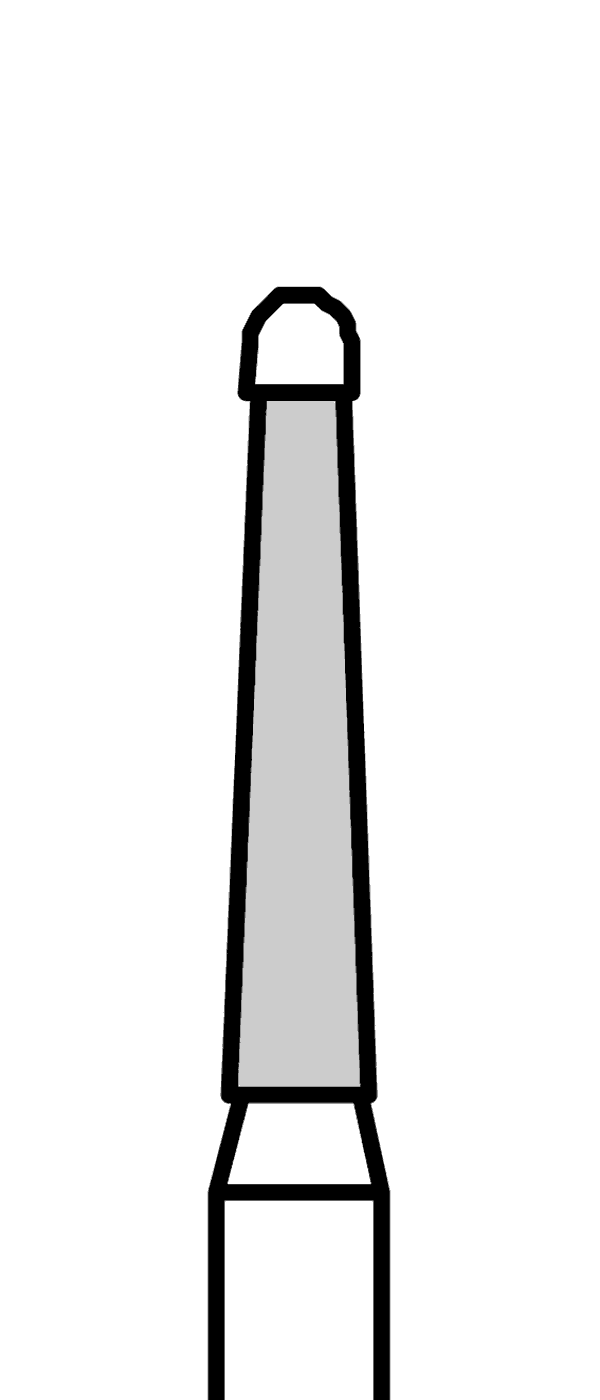 Diamantový vrtáček, modrý kónus, oblý, boční řez - bezpečnostní hrot (L = 8 mm), do modrého kolénka, střední zrnitost, Ø 1,6 mm – 806 204 219 524 016