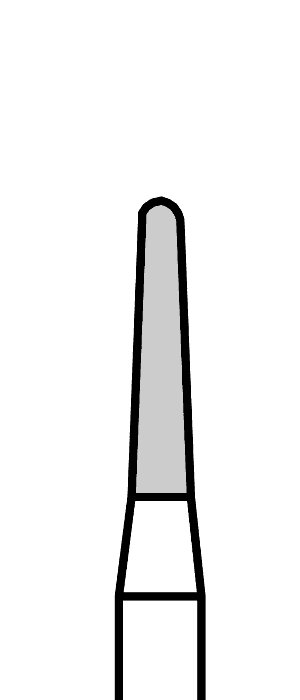 Diamantový vrtáček, žlutý kónus, oblý (L = 6 mm), do červeného kolénka, velmi jemná zrnitost, Ø 1,4 mm – 806 313 197 504 014