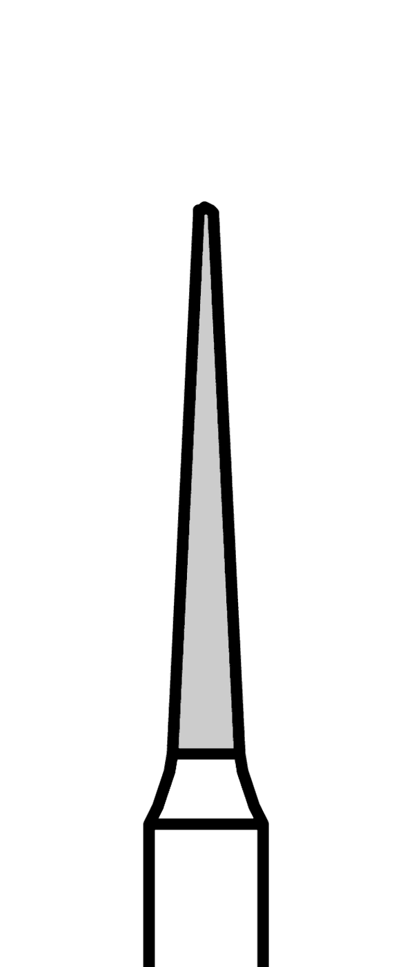 Diamantový vrtáček, modrý kónus, oblý (L = 8 mm), do červeného kolénka, střední zrnitost, Ø 1,2 mm – 806 313 198K 524 012