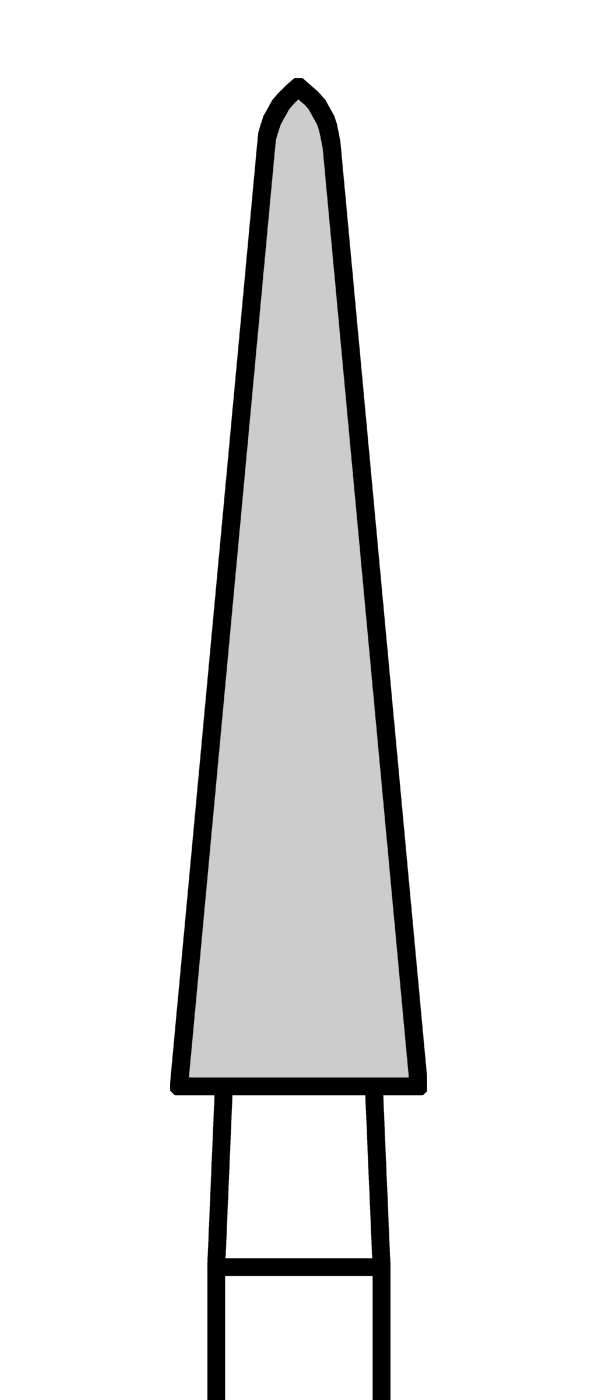 Diamantový vrtáček, červená špička (L = 10 mm), do červeného kolénka, jemná zrnitost, Ø 2,5 mm – 806 314 166 514 025