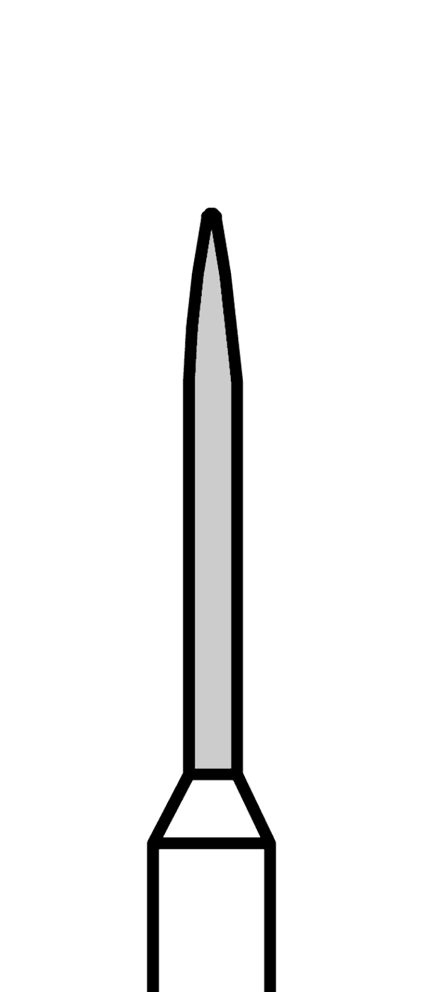 Diamantový vrtáček, žlutý plamen (L = 8 mm), do červeného kolénka, velmi jemná zrnitost, Ø 0,9 mm – 806 314 249 504 009