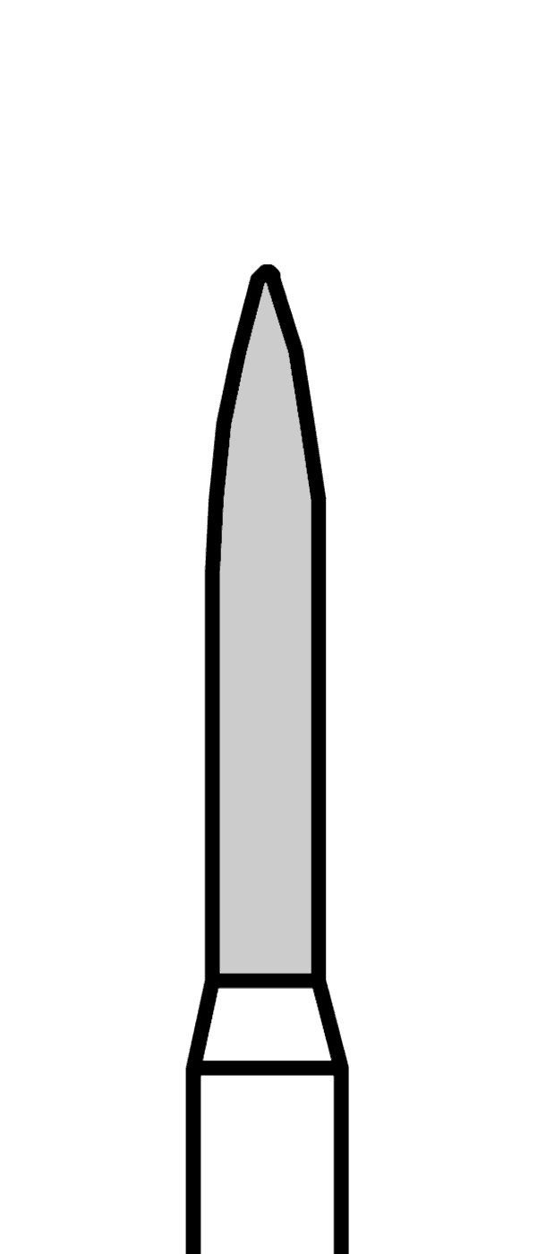 Diamantový vrtáček, červený plamen (L = 8 mm), do modrého kolénka, jemná zrnitost, Ø 1,4 mm – 806 204 249 514 014