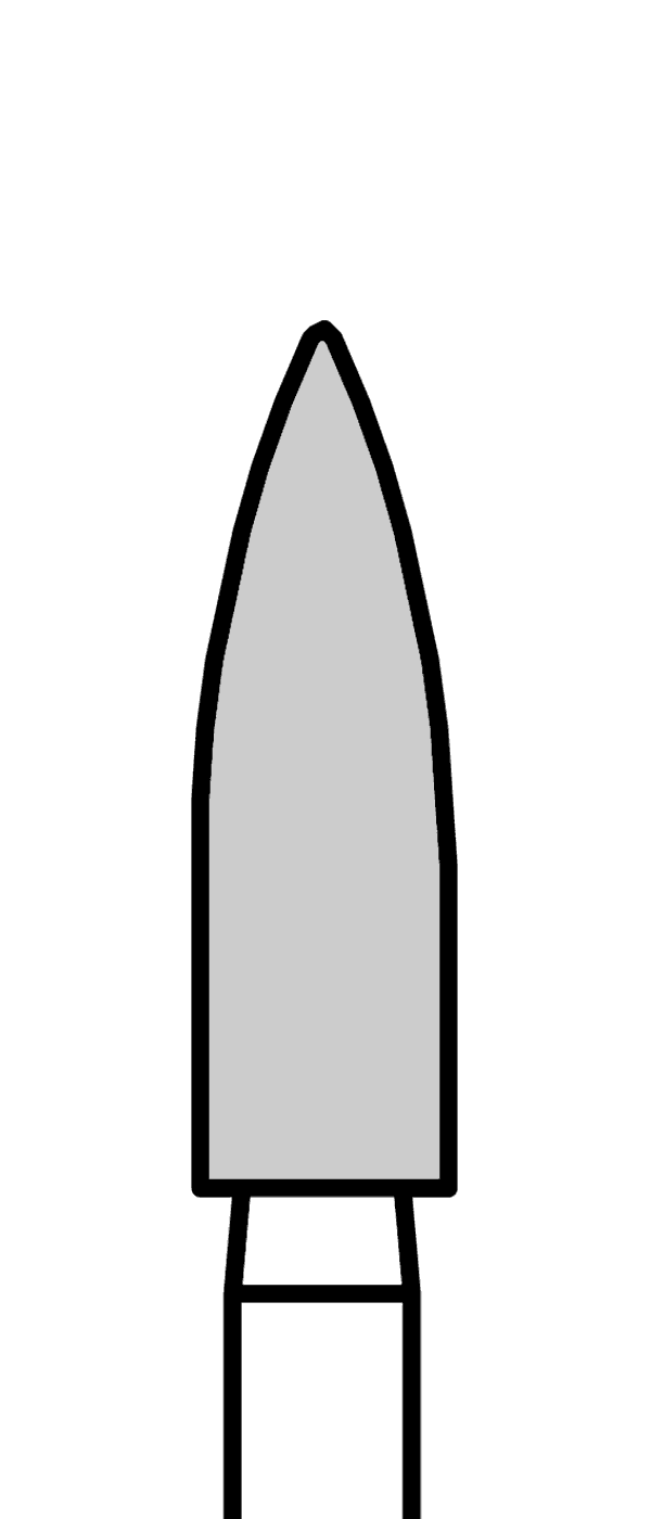 Diamantový vrtáček, černý plamen (L = 8 mm), do červeného kolénka, velmi hrubá zrnitost, Ø 2,5 mm – 806 314 249 544 025