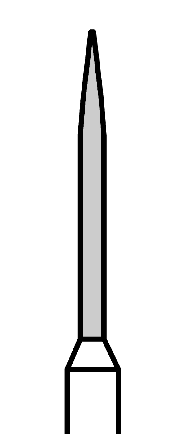 Diamantový vrtáček, žlutý plamen (L = 10 mm), do modrého kolénka, velmi jemná zrnitost, Ø 1 mm – 806 204 250 504 010