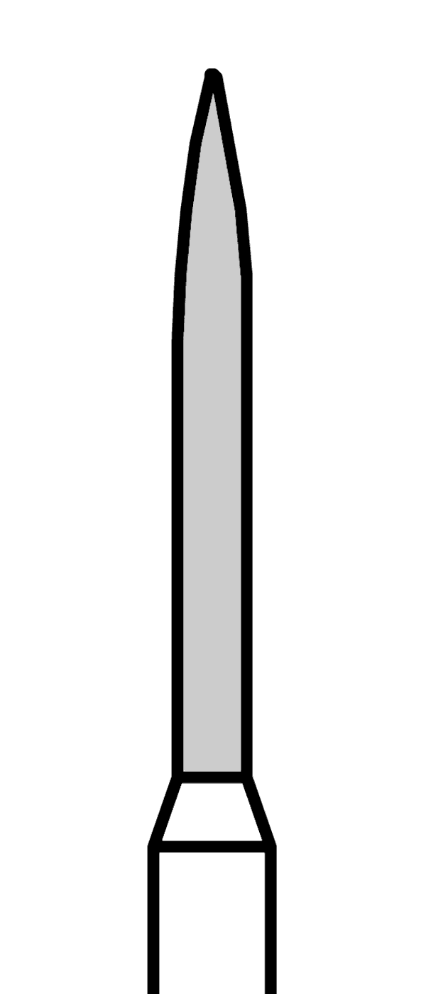 Diamantový vrtáček, černý plamen (L = 10 mm), do červeného kolénka, velmi hrubá zrnitost, Ø 1,2 mm – 806 313 250 544 012