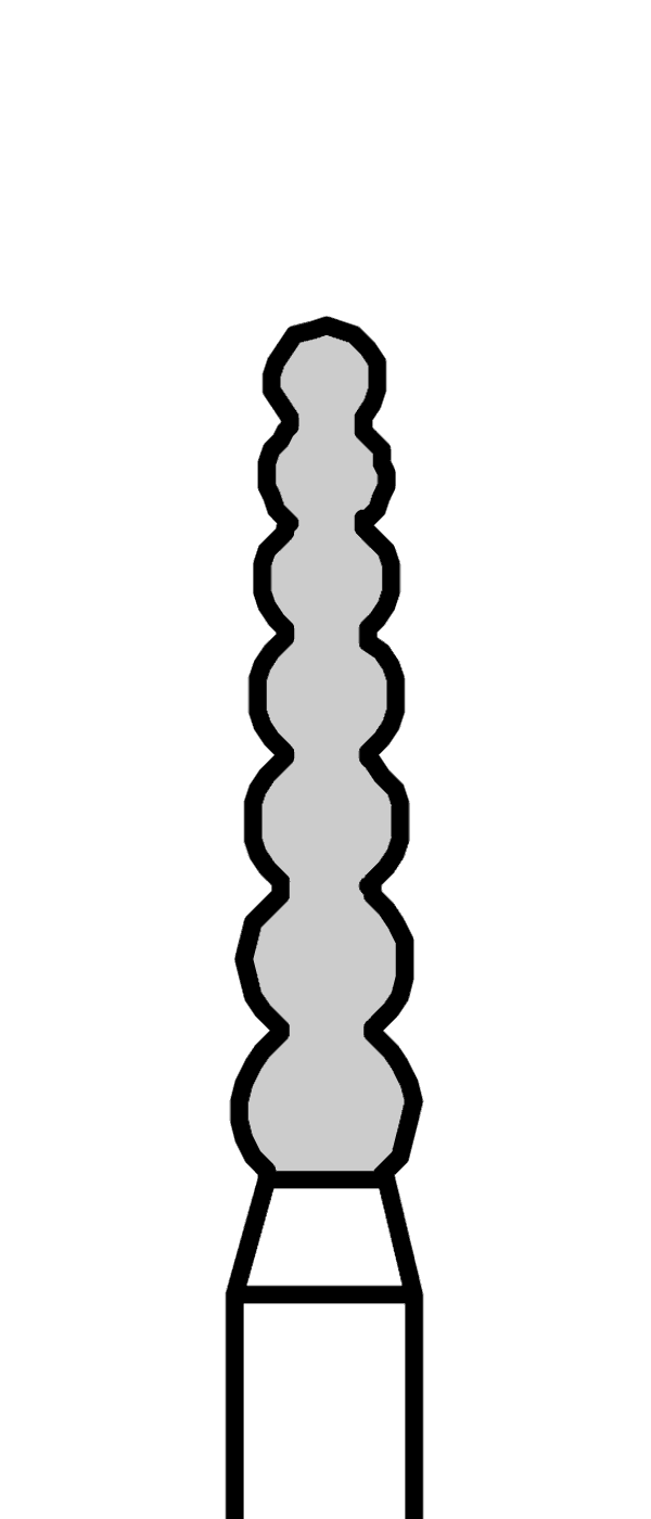 Diamantový vrtáček, černý reducer (7 dílný), kónus, do červeného kolénka, velmi hrubá zrnitost, Ø 1,8 mm – 806 314 6055 544 018