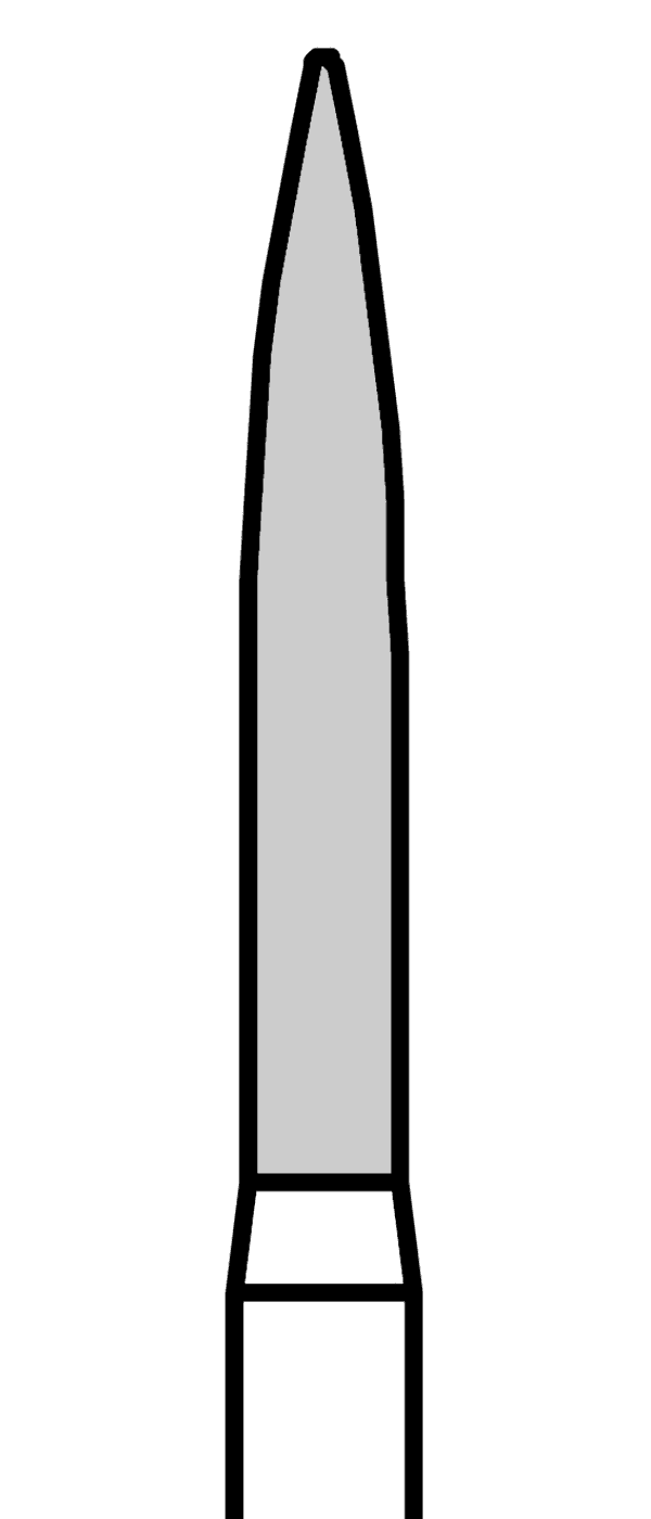 Diamantový vrtáček, zelený plamen, dlouhý (L = 10,5 mm), do červeného kolénka, hrubá zrnitost, Ø 1,6 mm – 806 313 252 534 016