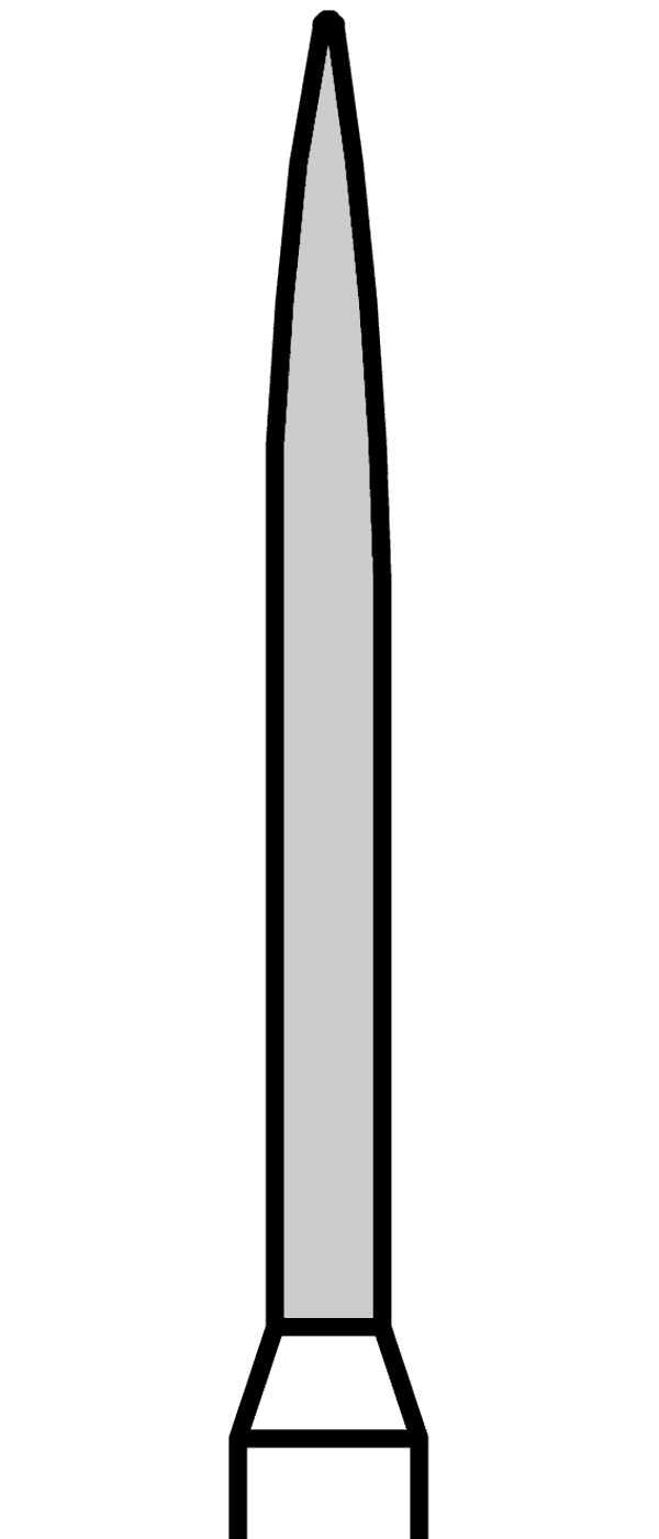 Diamantový vrtáček, bílý plamen (L = 12 mm), do červeného kolénka, ultra jemná zrnitost, Ø 1,2 mm – 806 314 251 494 012