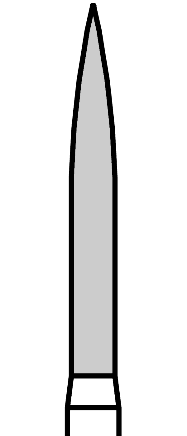 Diamantový vrtáček, černý plamen (L = 12 mm), do červeného kolénka, velmi hrubá zrnitost, Ø 1,6 mm – 806 314 251 544 016