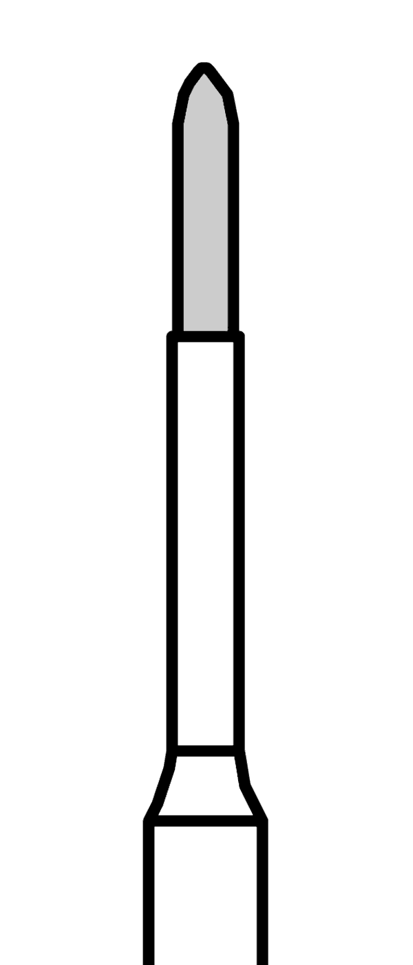 Diamantový vrtáček, modré torpédo s prodlouženým krčkem (L = 2 mm), do červeného kolénka, střední zrnitost, Ø 1 mm – 806 313 535 524 010