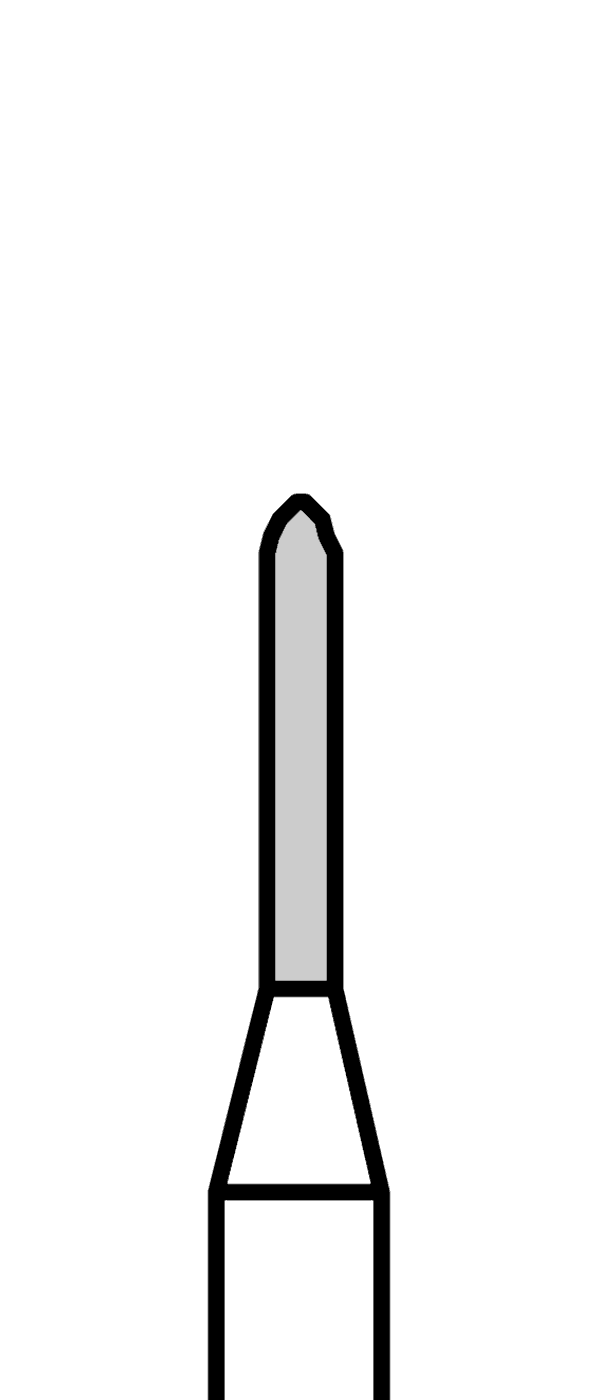 Diamantový vrtáček, červené torpédo (L = 5 mm), do červeného kolénka, jemná zrnitost, Ø 0,9 mm – 806 313 287 514 009