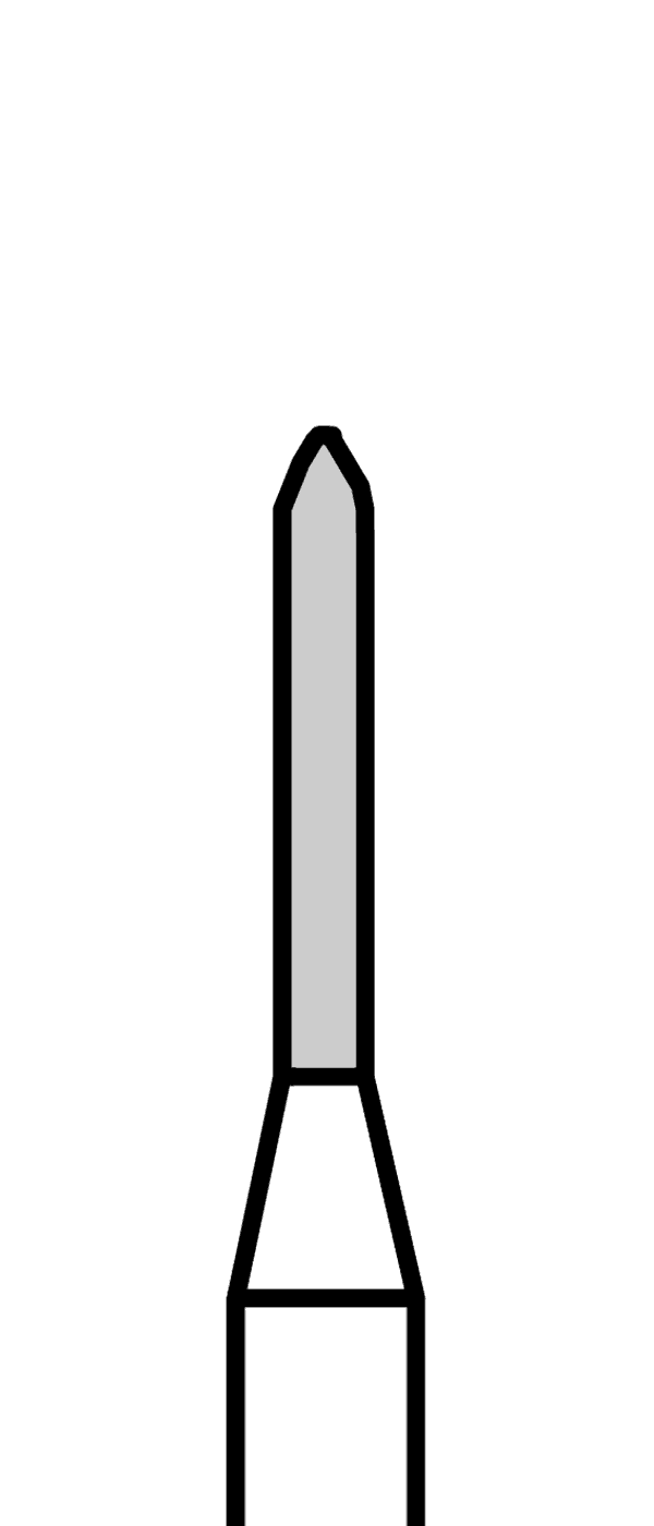 Diamantový vrtáček, červené torpédo (L = 6 mm), do červeného kolénka, jemná zrnitost, Ø 1 mm – 806 313 288 514 010