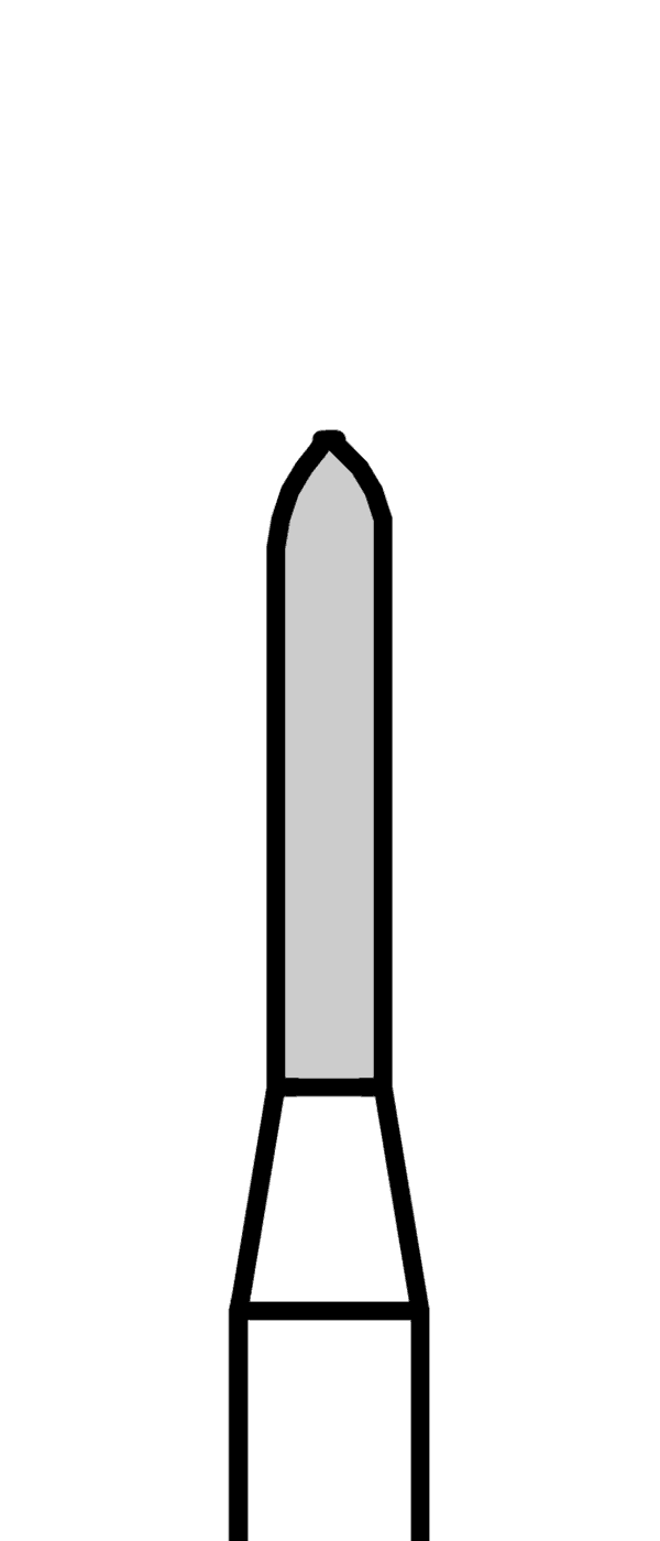 Diamantový vrtáček, žluté torpédo (L = 6 mm), do červeného kolénka, velmi jemná zrnitost, Ø 1,2 mm – 806 313 288 504 012