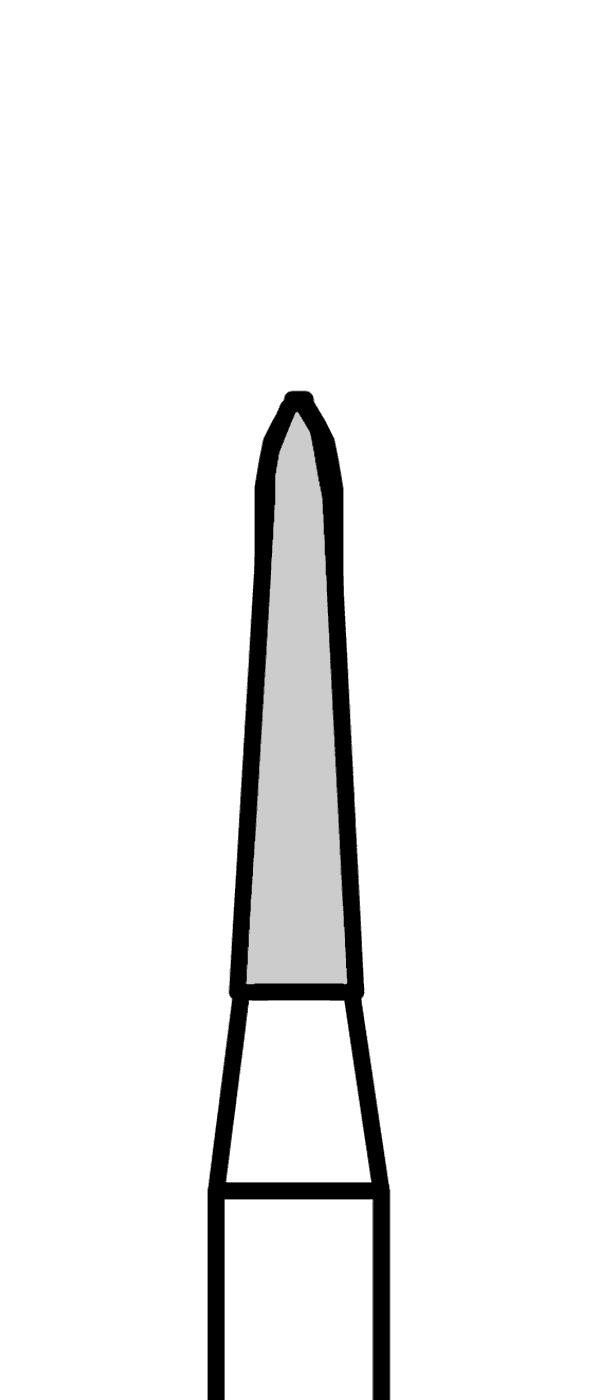 Diamantový vrtáček, zelené torpédo, kónické (L = 6 mm), do červeného kolénka, hrubá zrnitost, Ø 1,4 mm – 806 314 297K 534 014