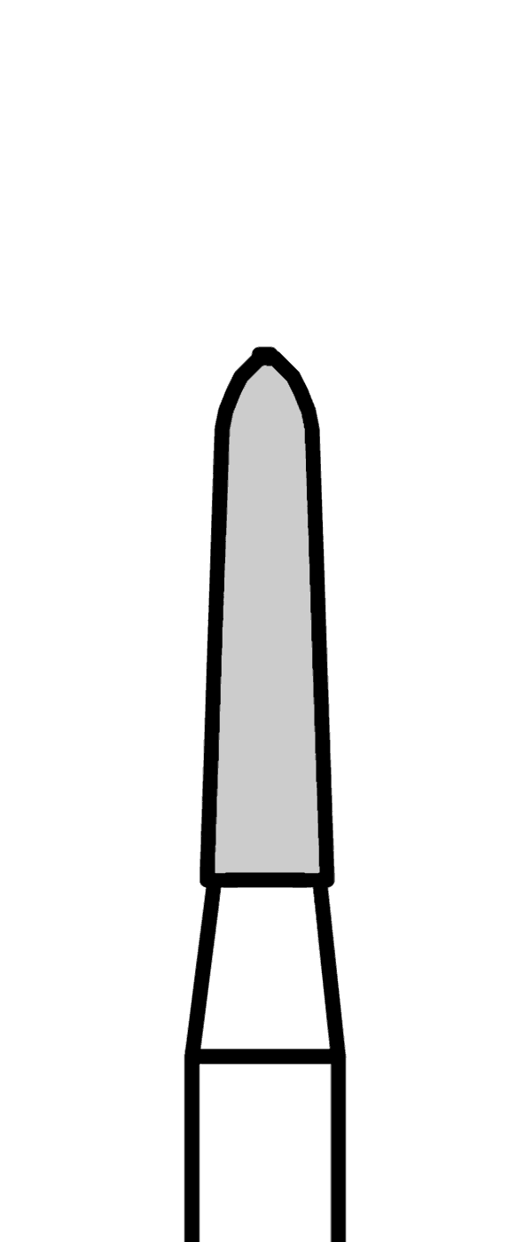 Diamantový vrtáček, modré torpédo, kónické (L = 6 mm), do mikromotoru, střední zrnitost, Ø 1,6 mm – 806 104 297K 524 016